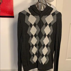 Express Argyle Hooded Sweater